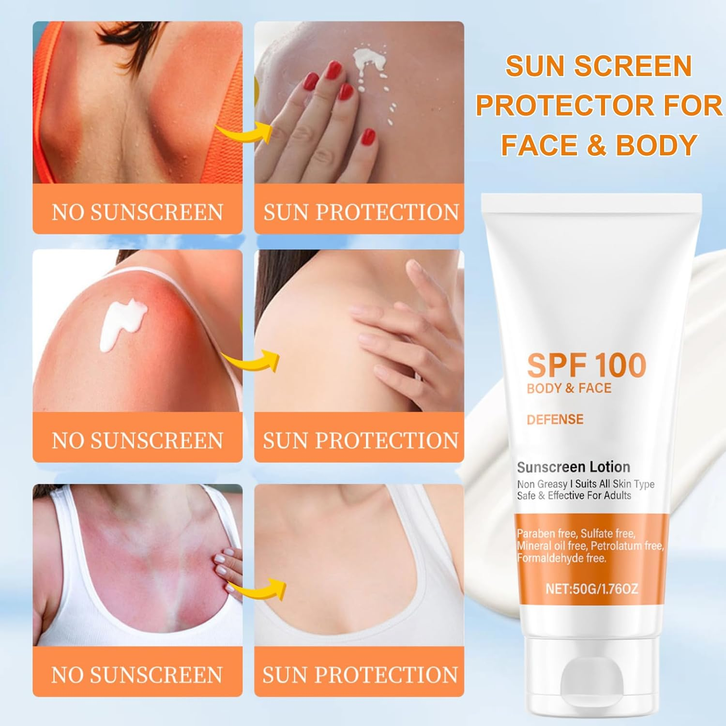 SPF 100 Moisturizing Sunscreen – Hydrating, Oil-Free, Non-Greasy, Travel Size, No White Cast