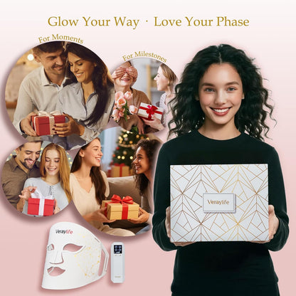 Red Light Therapy Mask for Face, LED Facial Mask, Skin Care Light with near Infrared 850Nm & Adjustable Blue Light, Portable Home Device with 7 Colors & 8 Modes, 432 Beads Pro Leds (White)